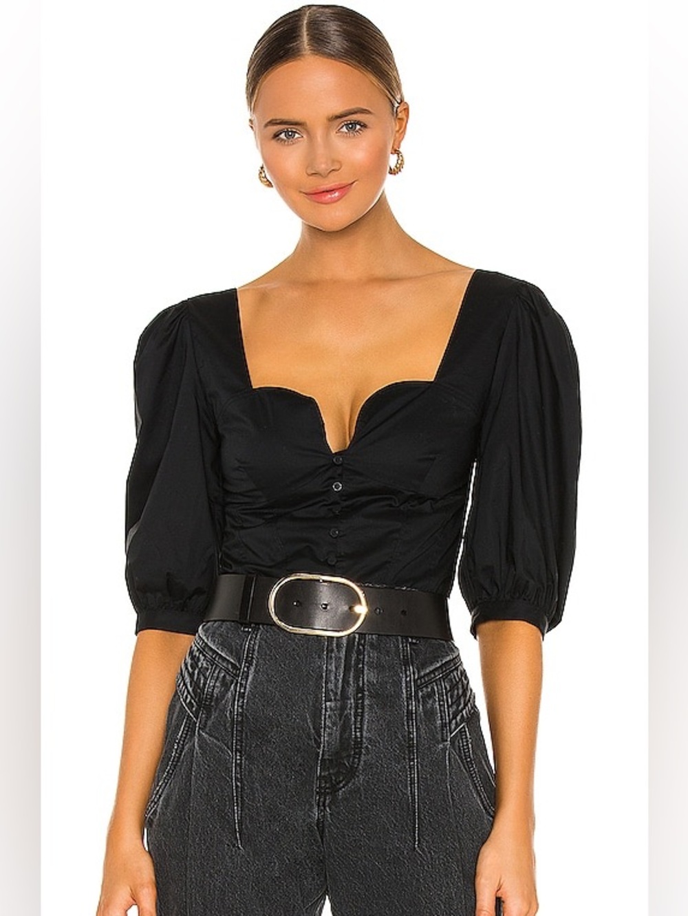 Jonathan Simkhai Thea Smocked Puff Sleeve Top